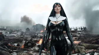 Latex Nun Centaur on a Battlefield