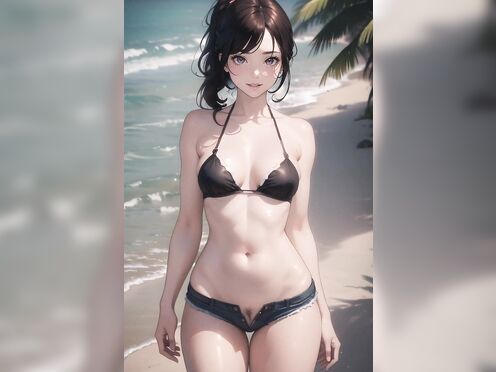 Anime girls beach strip