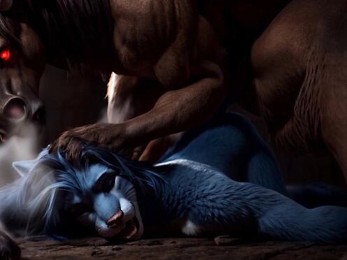 Minotaur fucking a blue catboi