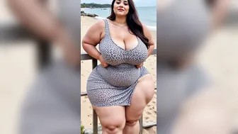 Chubby Lady shows off her curves and fucks at the beach
