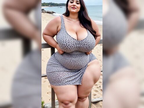 Chubby Lady shows off her curves and fucks at the beach