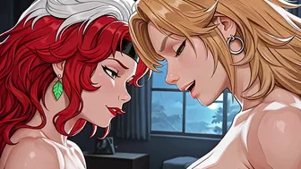Gwen Stacy Takes Double Facial from Futa Rogue and Sue Storm