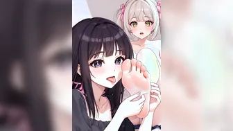Cute girl feet licking