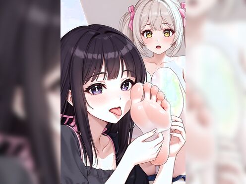 Cute girl feet licking