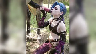 Jinx tastes a horse cock for the first time | Blowjob