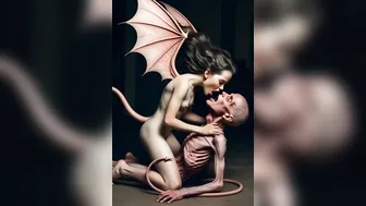 The succubus passionately kisses the victim