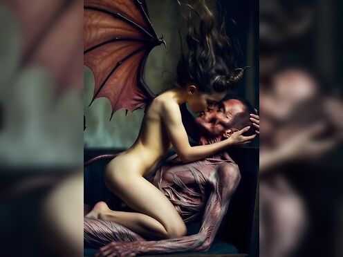 A succubus having sex with a male victim