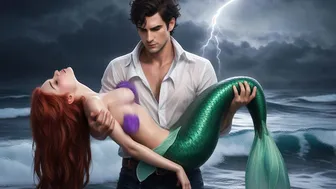Prince Eric carrying Ariel the Mermaid
