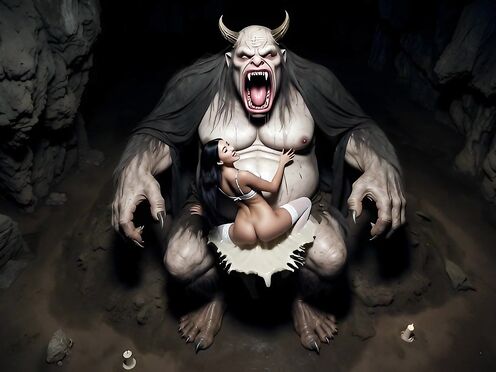monster and woman