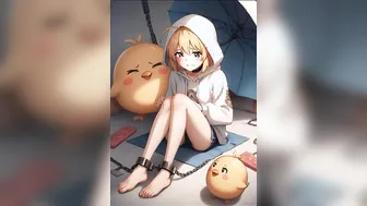 girl cuffed by the ankles crying