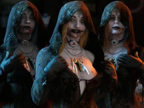 Dimitrescus showing their boobs (Resident Evil).
