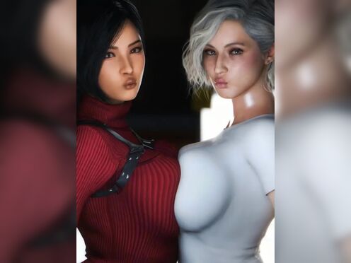 Grace Ahscroft & Ada Wong lesbian kiss (Resident Evil).