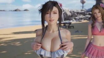 Tifa Lockhart showing her huge boobs (Final Fantasy).