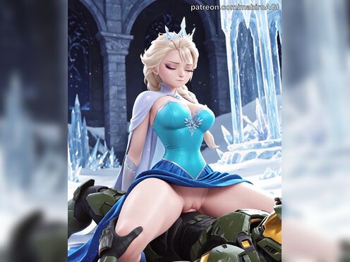 Elsa riding Master Chief ❄️