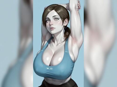 Wii Fit Trainer showing her huge boobs (Wii Fit).