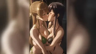 Saeko Busujima & Rei Miyamoto sweet lesbian kiss (HOTD)