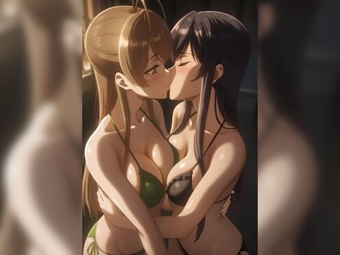 Saeko Busujima & Rei Miyamoto sweet lesbian kiss (HOTD)