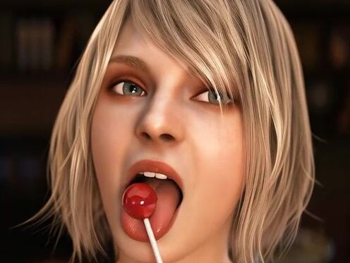 Ashley Graham improving her sucking skills (Resident Evil).