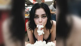 Public whipped cream Blowjobs