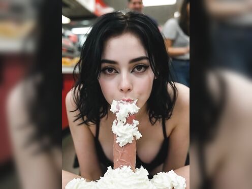 Public whipped cream Blowjobs