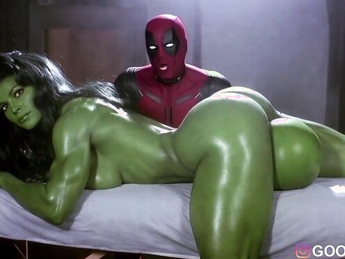 Shehulk and Deadpool Baby-oil shenanigans in “She Diddy”