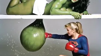 Supergirl Super Punchout, with She-Hulk