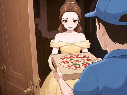 Belle beauty and the beast - pizza delivery doggystyle