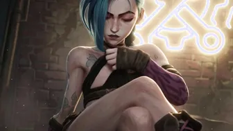 Arcane Jinx flashing breasts and pussy