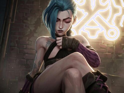 Arcane Jinx flashing breasts and pussy