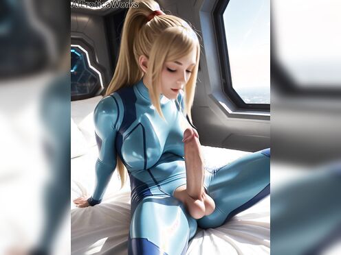 Futa Samus Aran Sucks her own cock (Metroid)