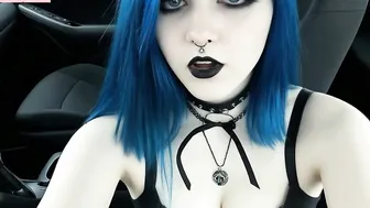 Sierra blue hair goth flashing breasts