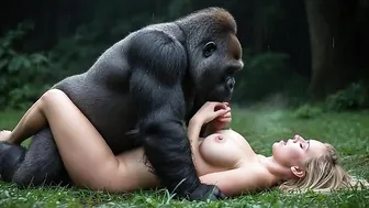 horny gorilla fucking blonde in woods