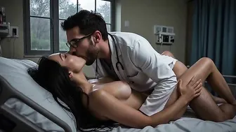 doctor kissing gorgeous woman