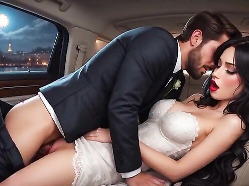 groom fucking hot bride in car