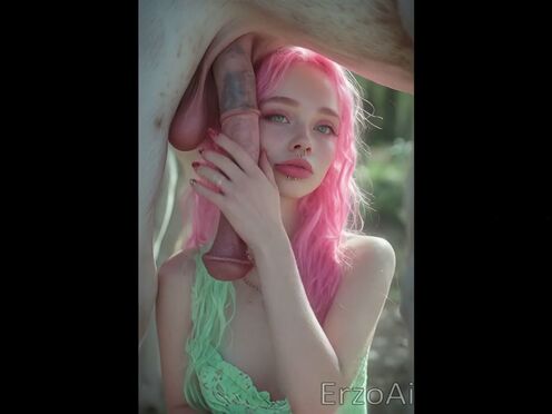 Girl jerking cock of her horse