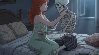young woman fucking horrible skeleton