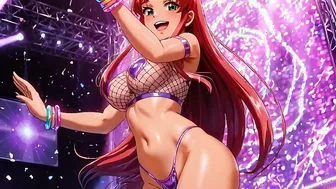 Starfire at the club, dancing it out