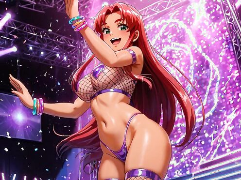 Starfire at the club, dancing it out