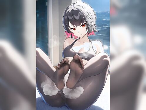 Girl with smelly feet