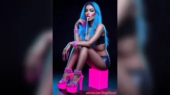 Hottie in neon colors, blue