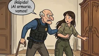 An old police commissioner has sex with a young female rookie agent.