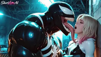 Venom Kisses Gwen Languidly & She Sucks His Big Cock