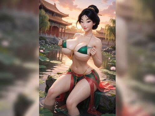 Mulan with gigantic breasts,