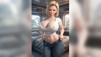Android 18 showing off her curves