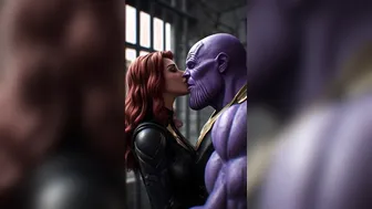 black widow takes thanos' huge purple monster cock