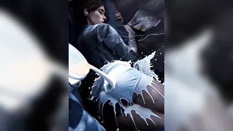a bucket of milk gets dumped on ellie's butt