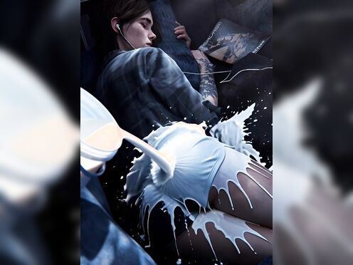 a bucket of milk gets dumped on ellie's butt