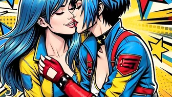 Lucile & Neon-Girl making out