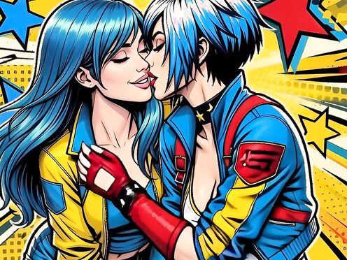 Lucile & Neon-Girl making out