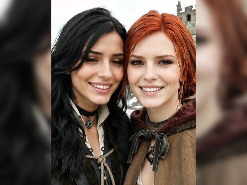 Fake AI Yennefer and Triss from The Witcher 3 Sharing a Cock